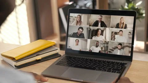 Discussing project online. Multi-ethnic group video call. Business conference Stock Footage 149202276