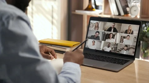 Discussing project online. Multi-ethnic group video call. Business conference Video stock 151548346