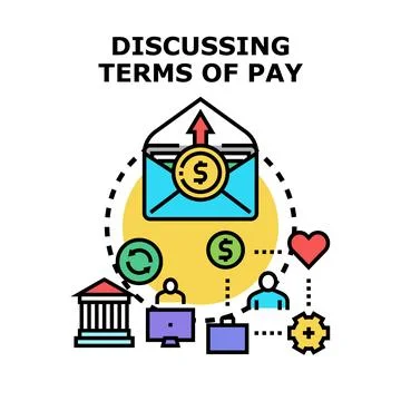 Discussing terms of pay for work and compensation Stock Illustration