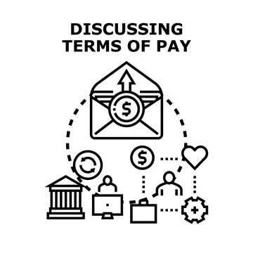 Discussing terms of pay for work and compensation Stock Illustration