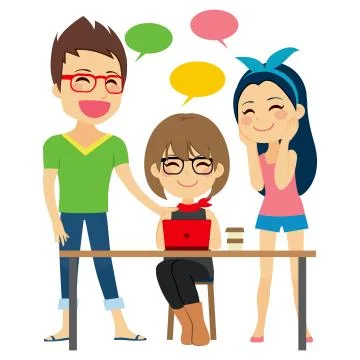 Discussing Work Coworking Illustrazione stock