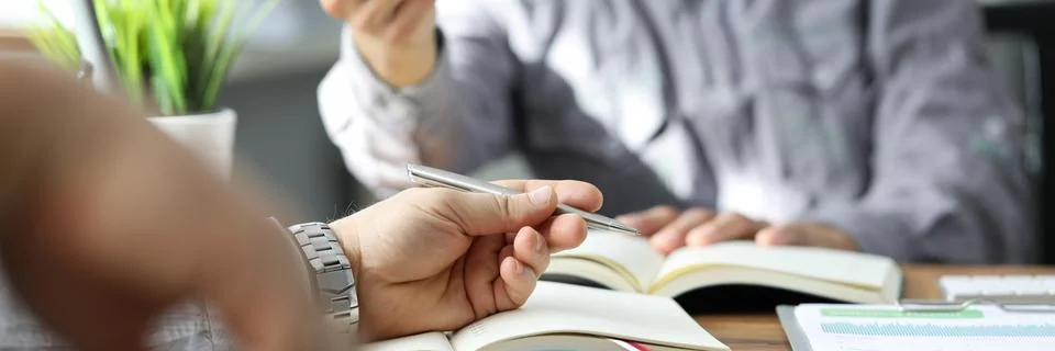 Discussion and work on project implementation. Stock Photos