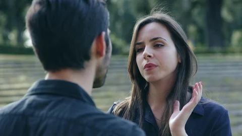 Discussion between lovers to the park Stock Footage 72631044