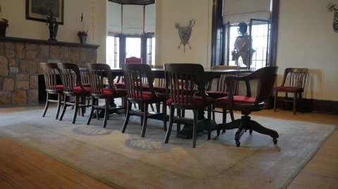 Discussion Board War Room Table Chairs Interior Victorian Gothic Revival Style Stock-Footage 66008355
