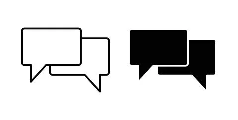 Discussion chat icon symbol. Vector illustration pack in black color. Illustrazione stock