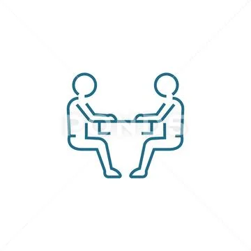 Discussion of cooperation linear icon concept. Discussion of cooperation line Stock Illustration