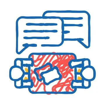 Discussion customer testimonial icon doodle illustration Stock Illustration