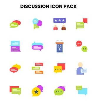 Discussion Flat Collection Icons Pack Stock Illustration