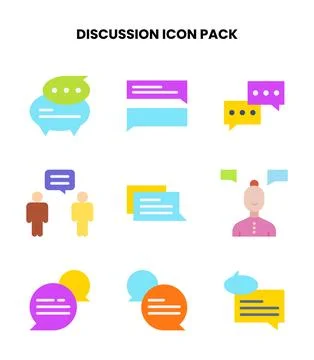 Discussion Flat Design Icons Pack Ilustración de archivo