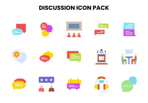 Discussion Flat Vector Icons Pack Stock Illustration