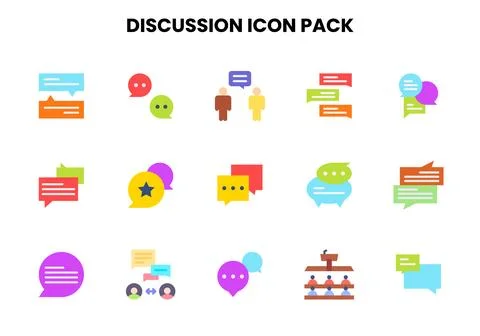 Discussion Flat Vector Icons Pack 스톡 일러스트