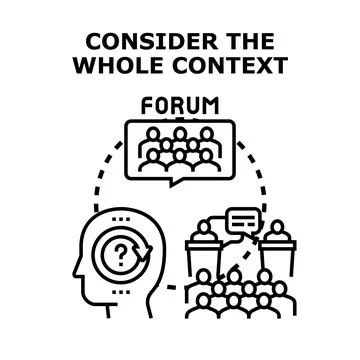 Discussion forum considering whole context and analysis question Stock Illustration