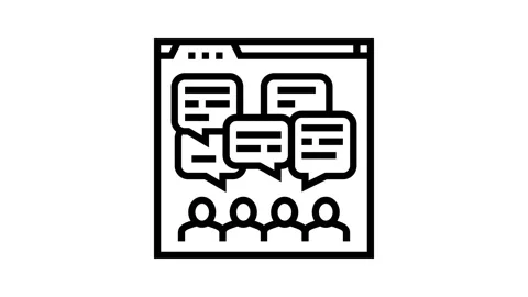 Discussion forum online learning platform line icon animation Stock Footage 326131419