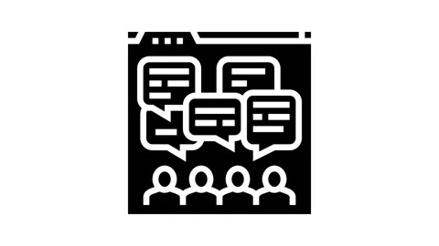 Discussion forum online learning platform glyph icon animation Stock Footage 326152092