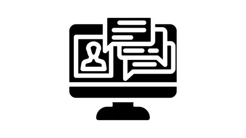 Discussion forum online learning platform glyph icon animation Stock Footage 326731098