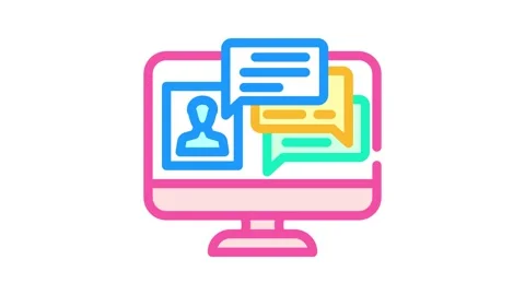 Discussion forum online learning platform color icon animation Stock Footage 327257303