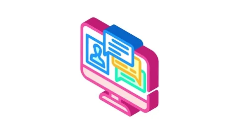 Discussion forum online learning platform isometric icon animation Stock Footage 327276850
