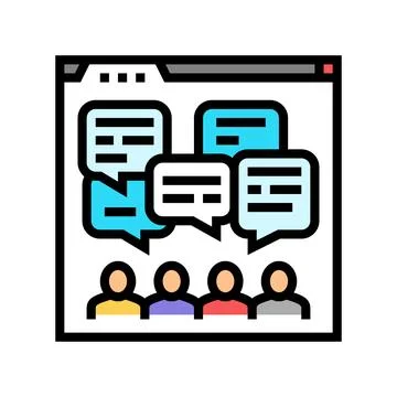 Discussion forum online learning platform color icon vector illustration Illustrazione stock