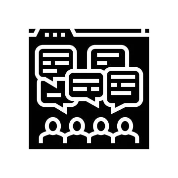 Discussion forum online learning platform glyph icon vector illustration Stock Illustration