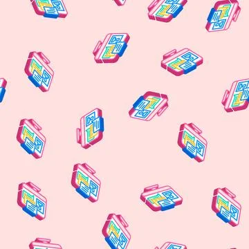 Discussion forum online learning platform isometric icon seamless pattern 库存插图