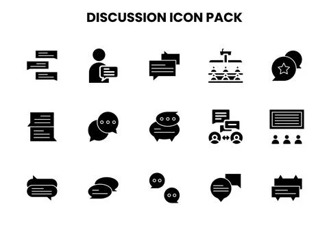 Discussion Glyph Bundle Icons Pack Stock Illustration