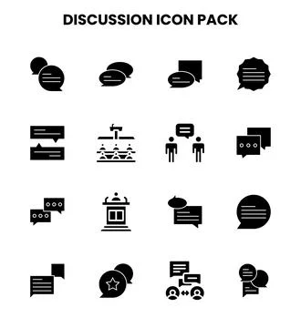 Discussion Glyph Bundle Icons Pack Stock Illustration