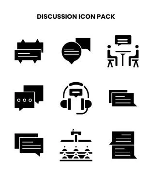 Discussion Glyph Design Icons Pack Stock Illustration
