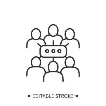Discussion group line icon. Editable illustration Stock Illustration