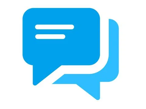 Discussion group.Speech bubble flat icon. Vector sign. Blue pictogram isola.. Illustrazione stock
