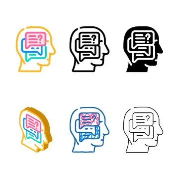 Discussion in head color icon vector mix Stockillustratie