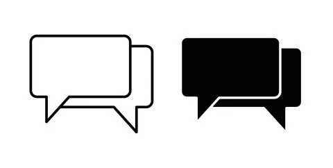 Discussion icon collection in black, Line icons, flat symbols Stock Illustration