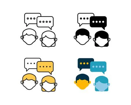 Discussion icon element vector design in 4 style line, glyph, duotone, and .. Stock Illustration