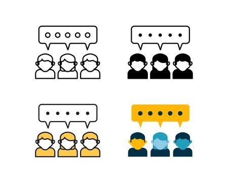 Discussion icon element vector design in 4 style line, glyph, duotone, and .. Stock Illustration