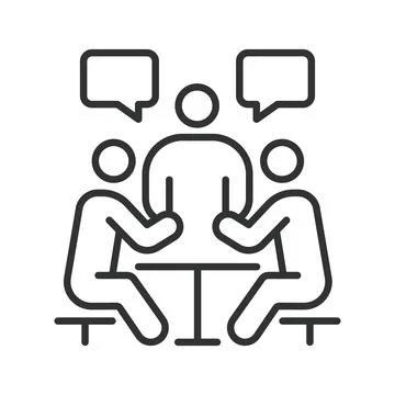 Discussion icon in line design. discussion, talk, communication, meeting 스톡 일러스트