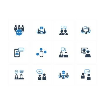 Discussion Icons - Blue Version Illustrazione stock