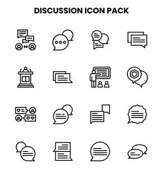 Discussion Line Design Icons Pack Stock Illustration