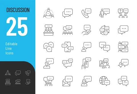 Discussion line Editable Icons set. Stock Illustration