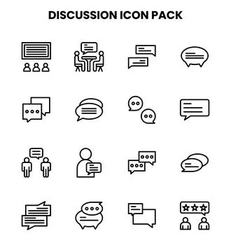 Discussion Line Icons Pack Stock Illustration