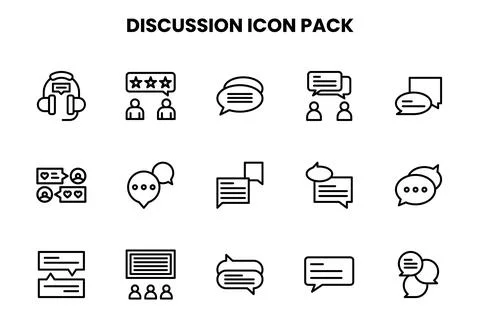 Discussion Line Icons Pack Stock Illustration