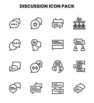 Discussion Line Icons Pack Stock Illustration