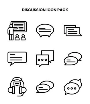 Discussion Line Scalable Icons Pack Stock Illustration