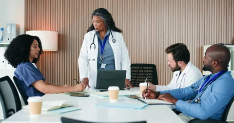 Discussion, manager or doctors writing in boardroom, administration or Stock Footage 326442891