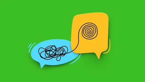 Discussion on message management between two people in a simple graphic style 스톡 일러스트