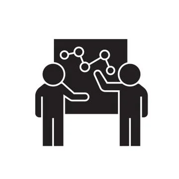 Discussion of profits black vector concept icon. Discussion of profits flat Stock Illustration
