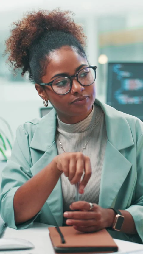 Discussion, programmer and woman with ideas, office and employee with glasses Stock Footage 306824489