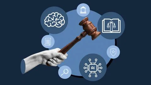 Discussion on the relationship between artificial intelligence and law is Stock Photos