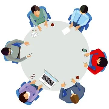 Discussion round at the round table Stock Illustration