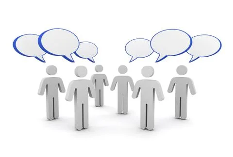 Discussion speech bubbles concept  3d illustration Stock Illustration