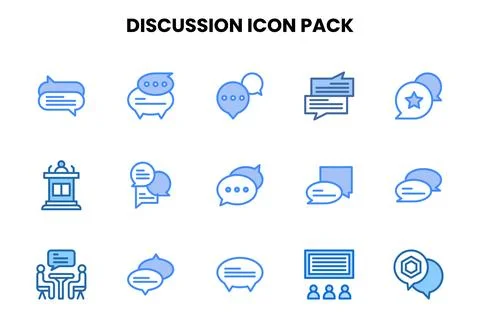 Discussion Two Colour Set Icons Pack Stock Illustration