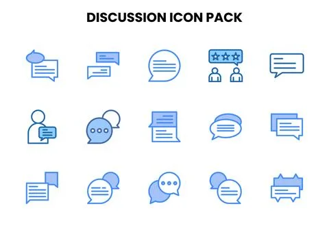Discussion Two Colour Vector Icons Pack Stock Illustration
